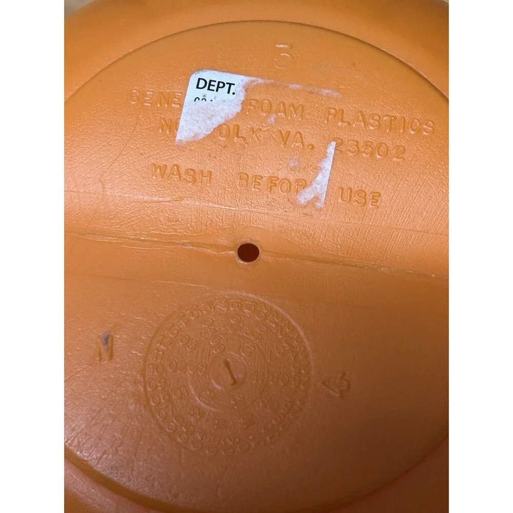 Orange Pumpkin Blow Mold Pail Bucket Handle Halloween Trick or Treat Candy